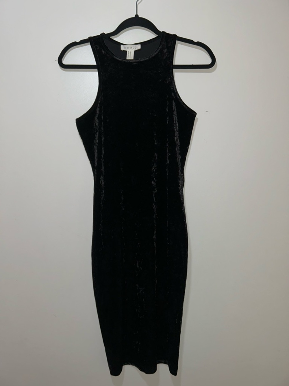 Forever21 Women’s Sleeveless Black Velvet Bodycon Midi Dress Medium